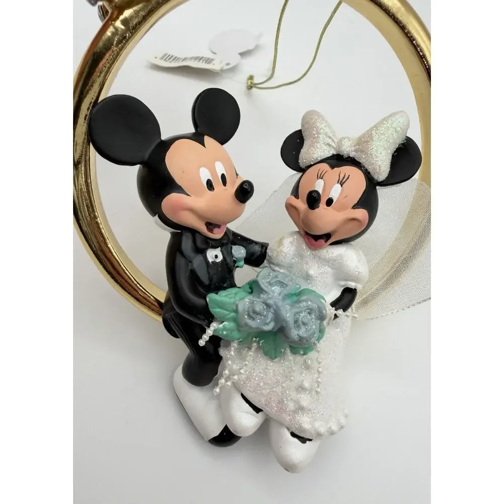 Disney Parks Mickey Mouse & Minnie Mouse Wedding Ring Engagement Ornament NWT